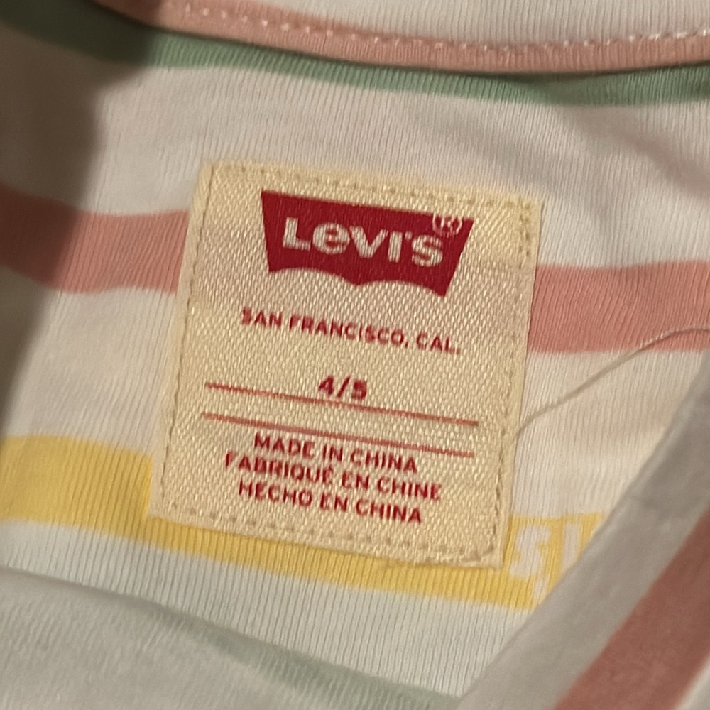 Levi's Girls' 2 Pack Long Sleeve pink and pastel striped Tee - Picture 3 of 4